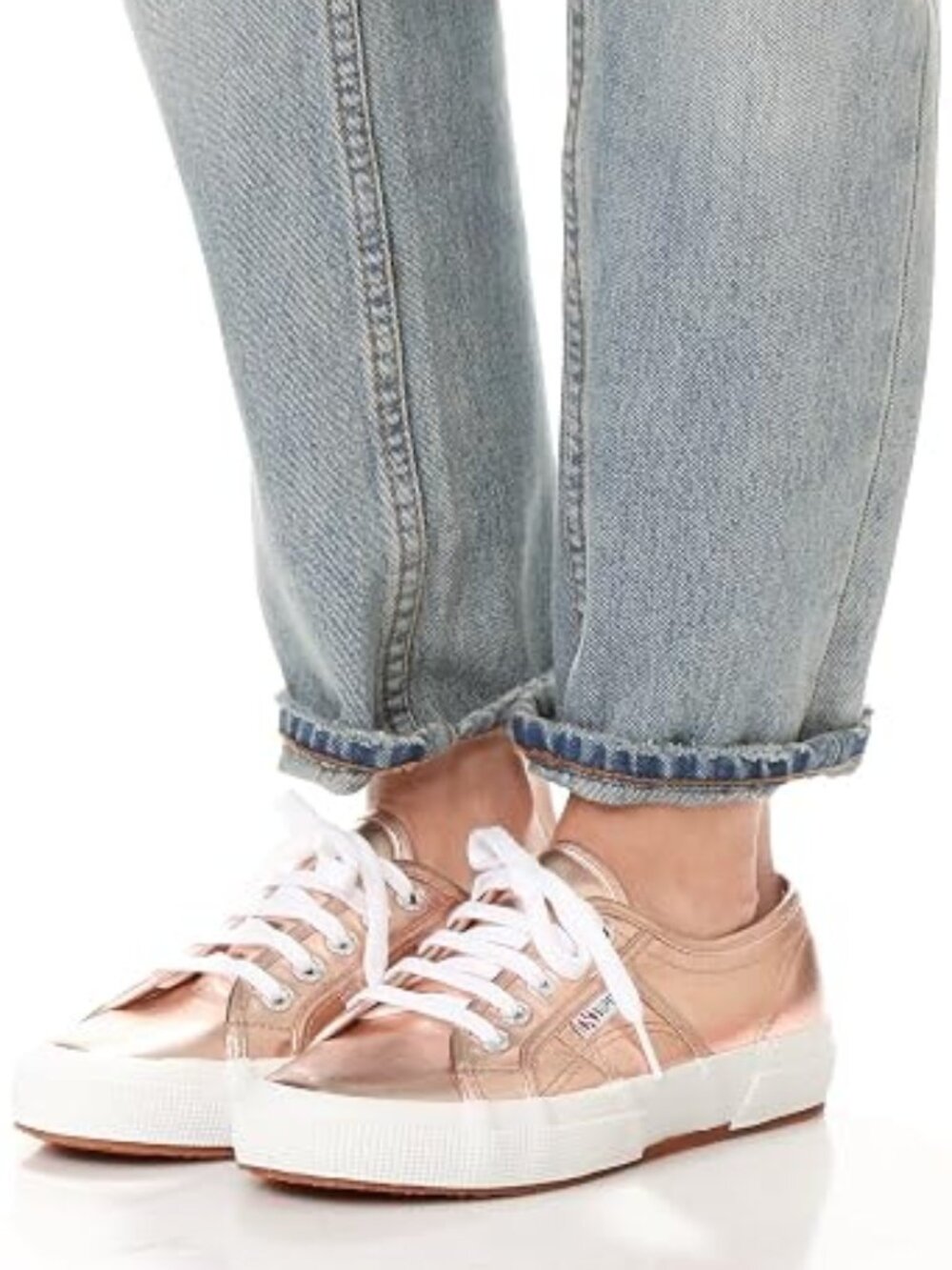 Superga Metallic Rose Gold Sneakers Low Top Lace Up
